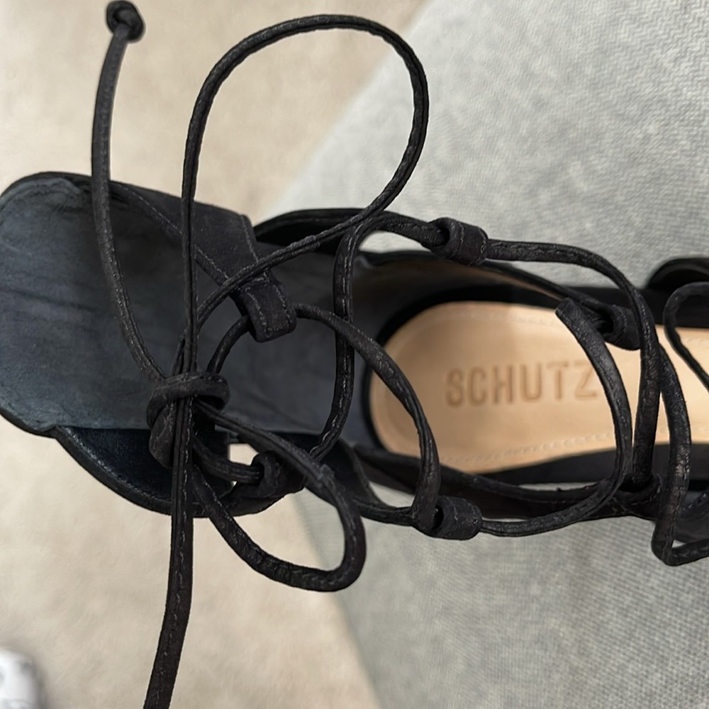 Schutz Suede Lace Up Heels - Picture 5 of 10